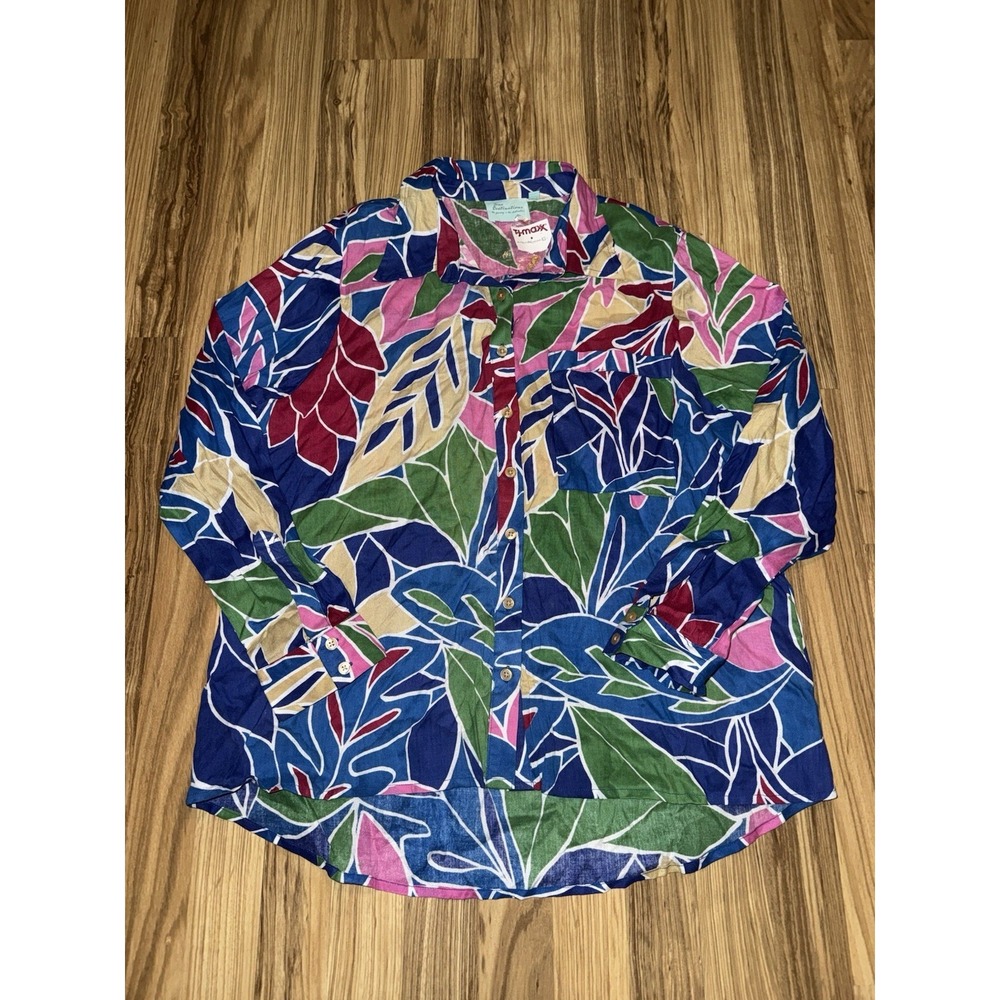 True Destinations NEW Women's Sz Large L Resort Wear Tropical‎ Shirt Blouse